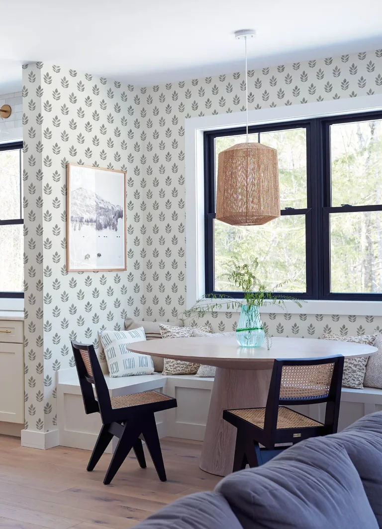Chesapeake Ervic Leaf Block Print Wallpaper - Charcoal