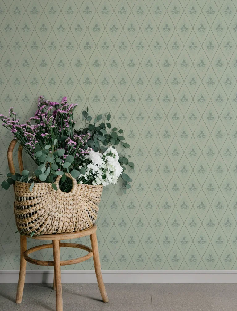 Alma Diamond Floral Wallpaper - Mint — Image 4