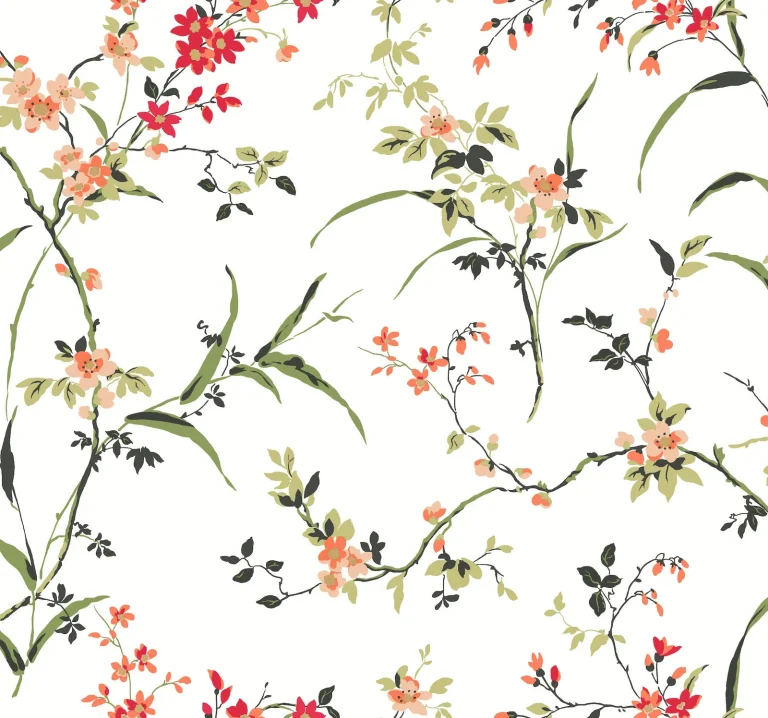Blossom Branches Wallpaper - White/Red — Image 3