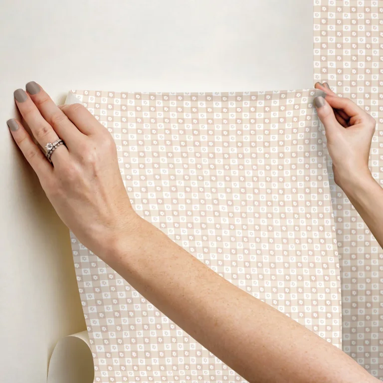 Rifle Paper Co. Daisy Gingham Floral Check Peel and Stick Wallpaper - Blush — Ảnh 2