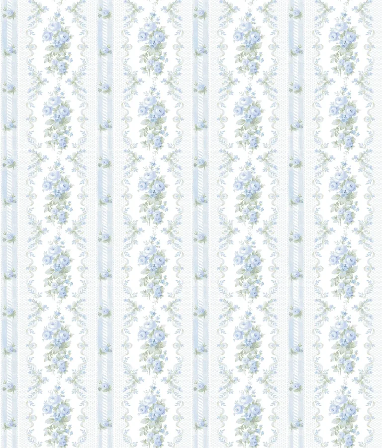 LoveShackFancy Dreamy Days Stripe & Floral Wallpaper - Blue — Ảnh 2