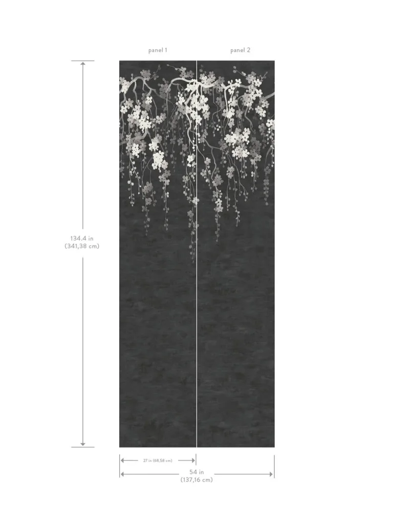 Ronald Redding Sakura Blooms Wall Mural - Black — Ảnh 3