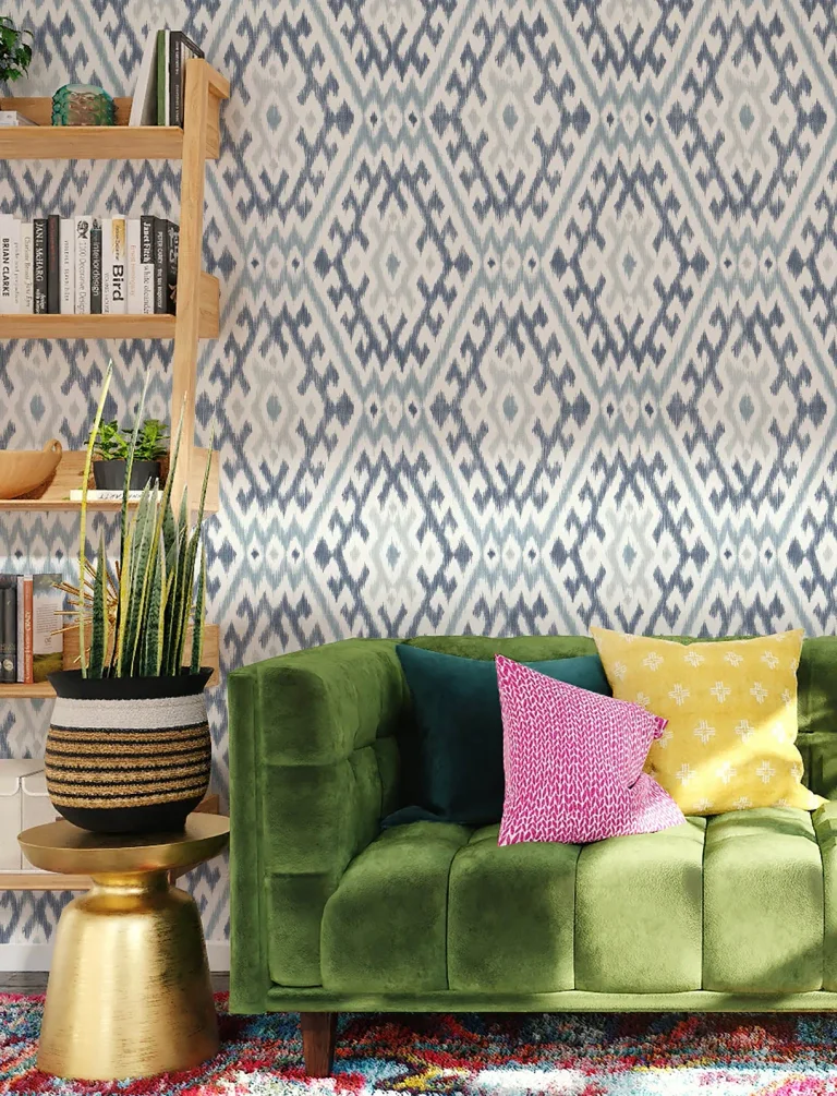 Solola Ikat Wallpaper - Blue — Ảnh 4