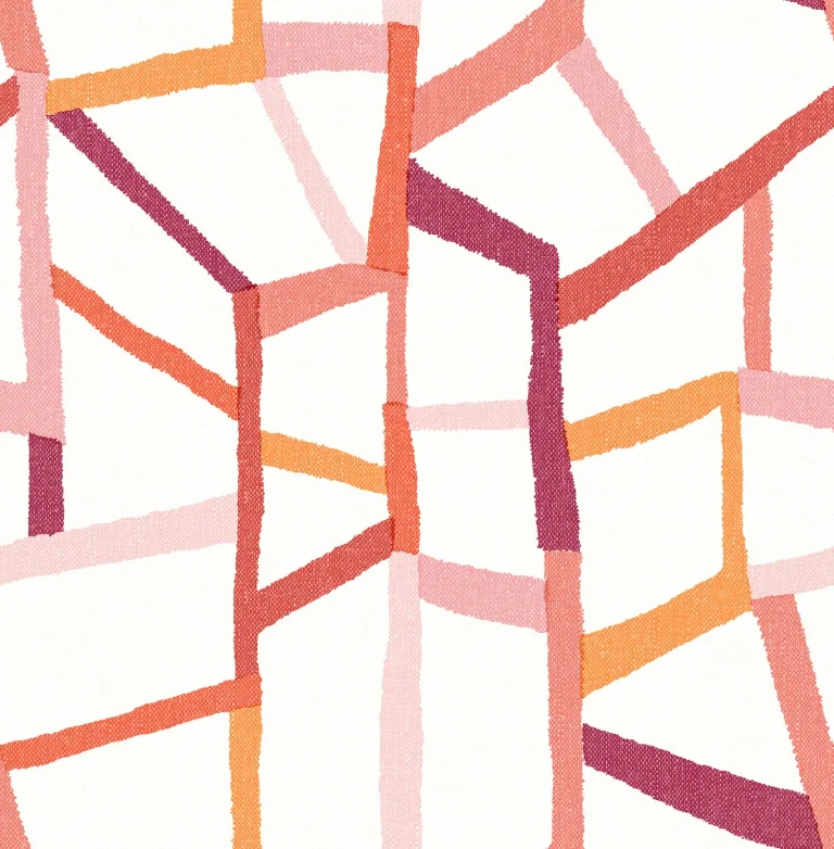 Tate Geometric Linen Wallpaper - Pink — Ảnh 5