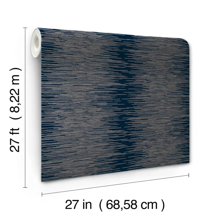 Ronald Redding Operetta Metallic Columns Wallpaper - Navy — Ảnh 3
