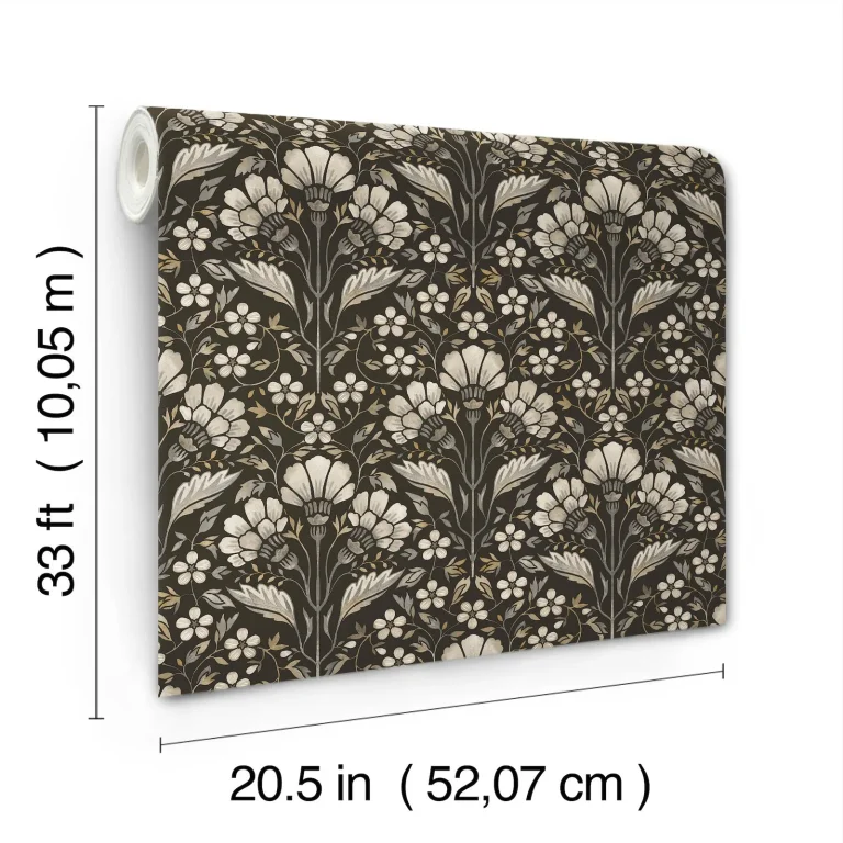 Chesapeake Edith Floral Damask Wallpaper - Black — Image 5