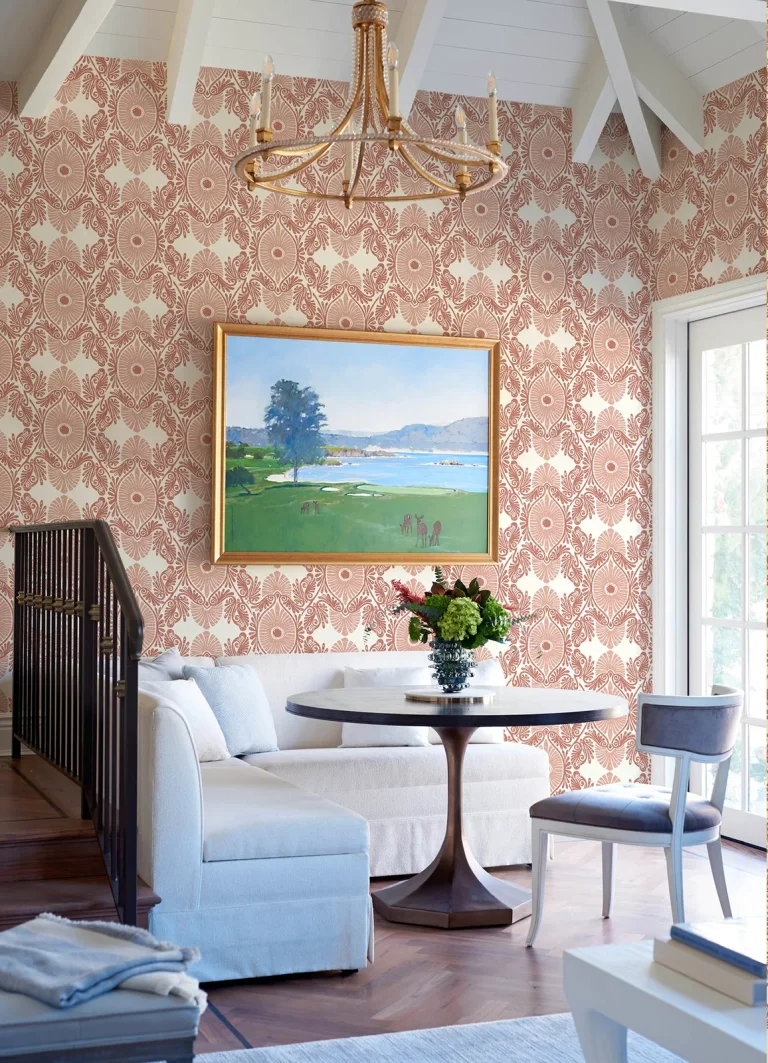 Villa Embellished Ogee Wallpaper - Raspberry — Ảnh 4