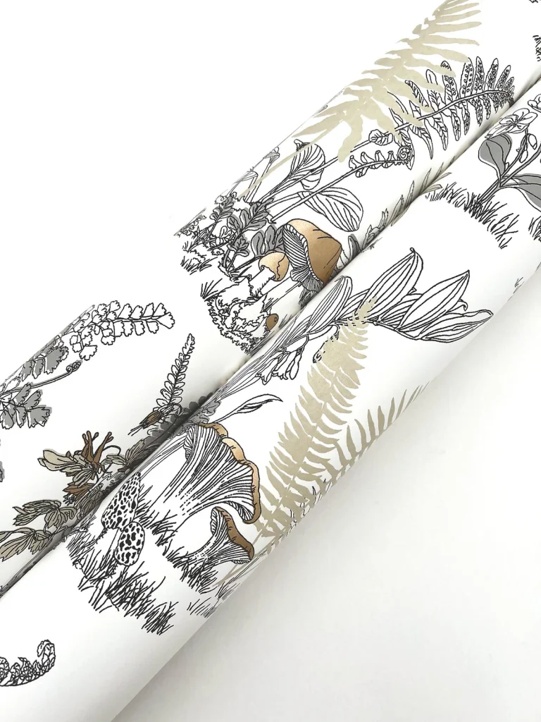 Mushroom Garden Toile Wallpaper - Neutral/Gold — Ảnh 3