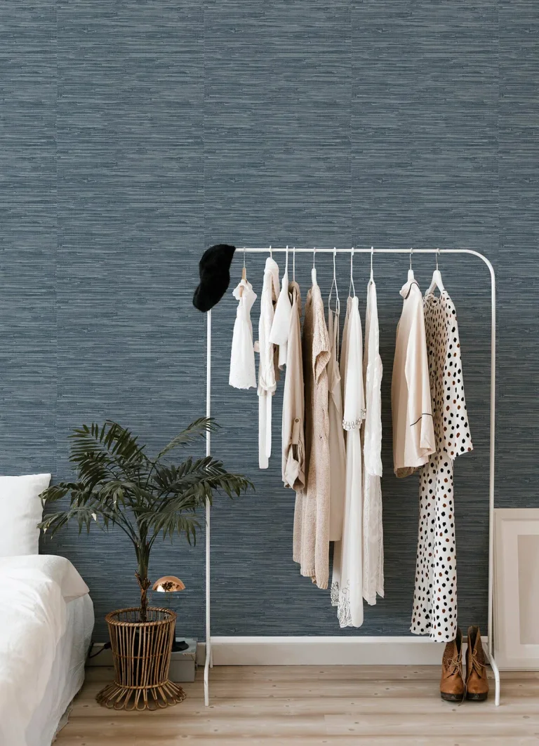 Exhale Woven Faux Grasscloth Wallpaper - Indigo — Ảnh 2