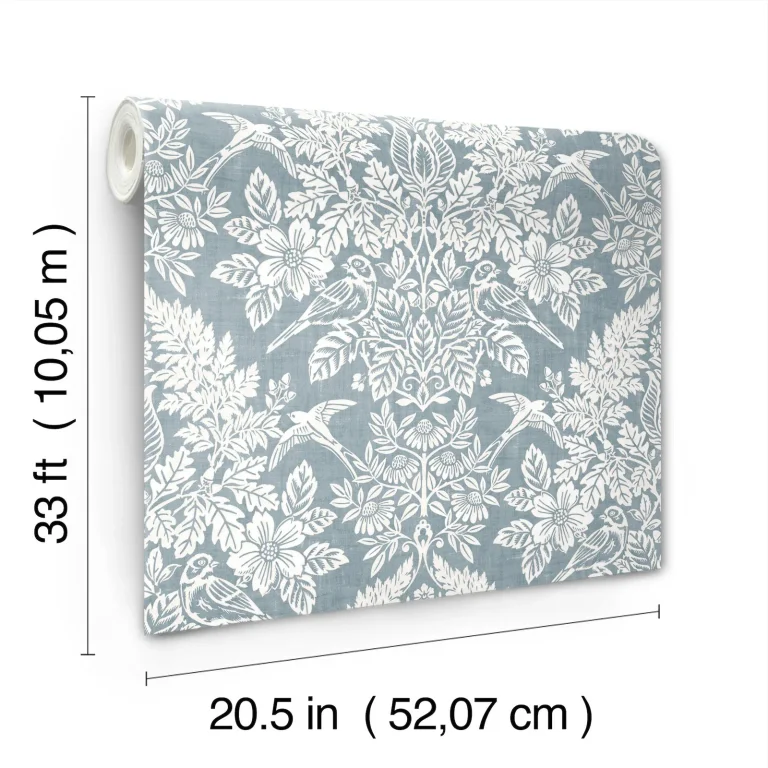 Chris Loves Julia Finch Woodland Damask Wallpaper - Light Blue — Ảnh 4