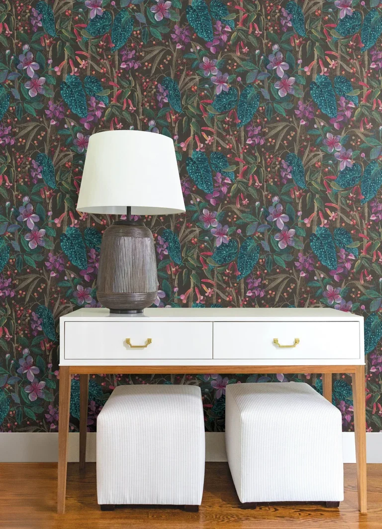 Kalina Floral Fruits Wallpaper - Black — Image 5