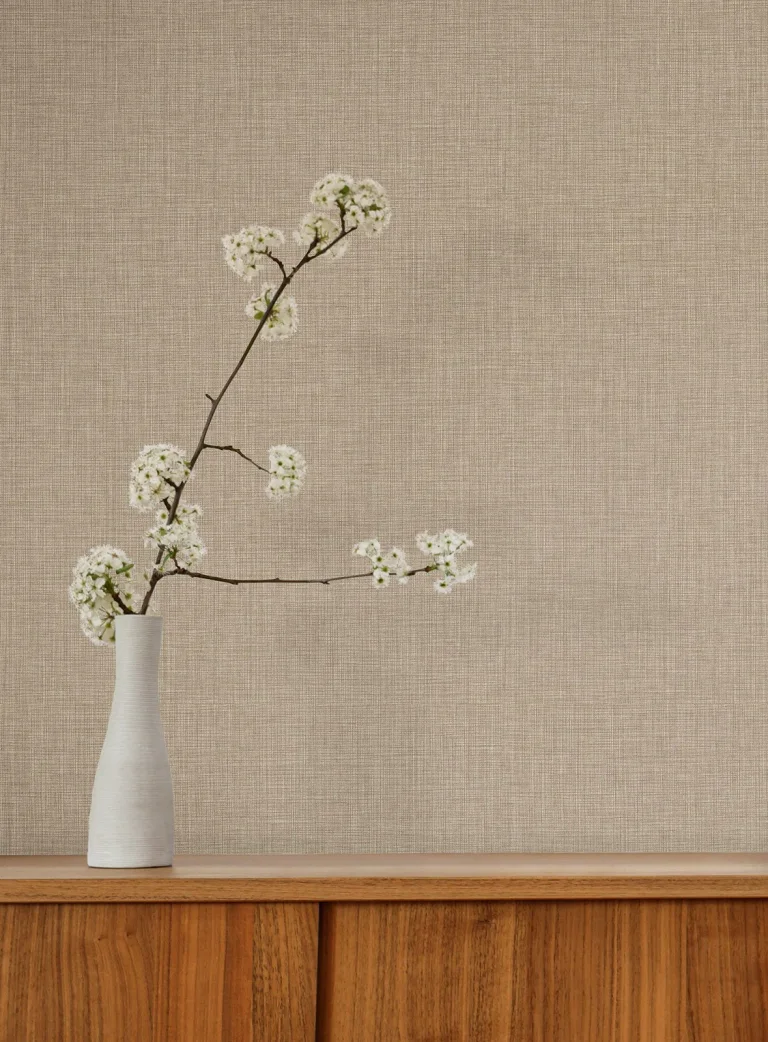 Egyptian Linen Faux Fabric Wallpaper - Light Brown — Ảnh 3