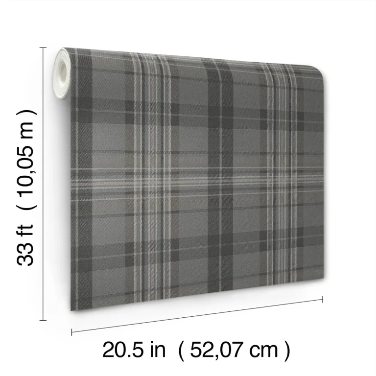 Chesapeake Austin Plaid Wallpaper - Charcoal and Cream — Ảnh 2