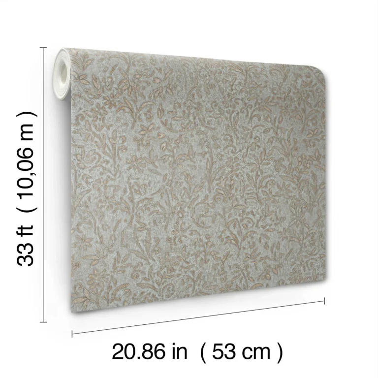 Sculpted Floral Relief Wallpaper - Gold — Ảnh 3