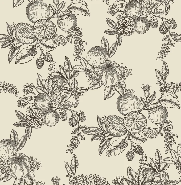 Chris Loves Julia Gerty Fruit Toile Wallpaper - Black — Ảnh 5