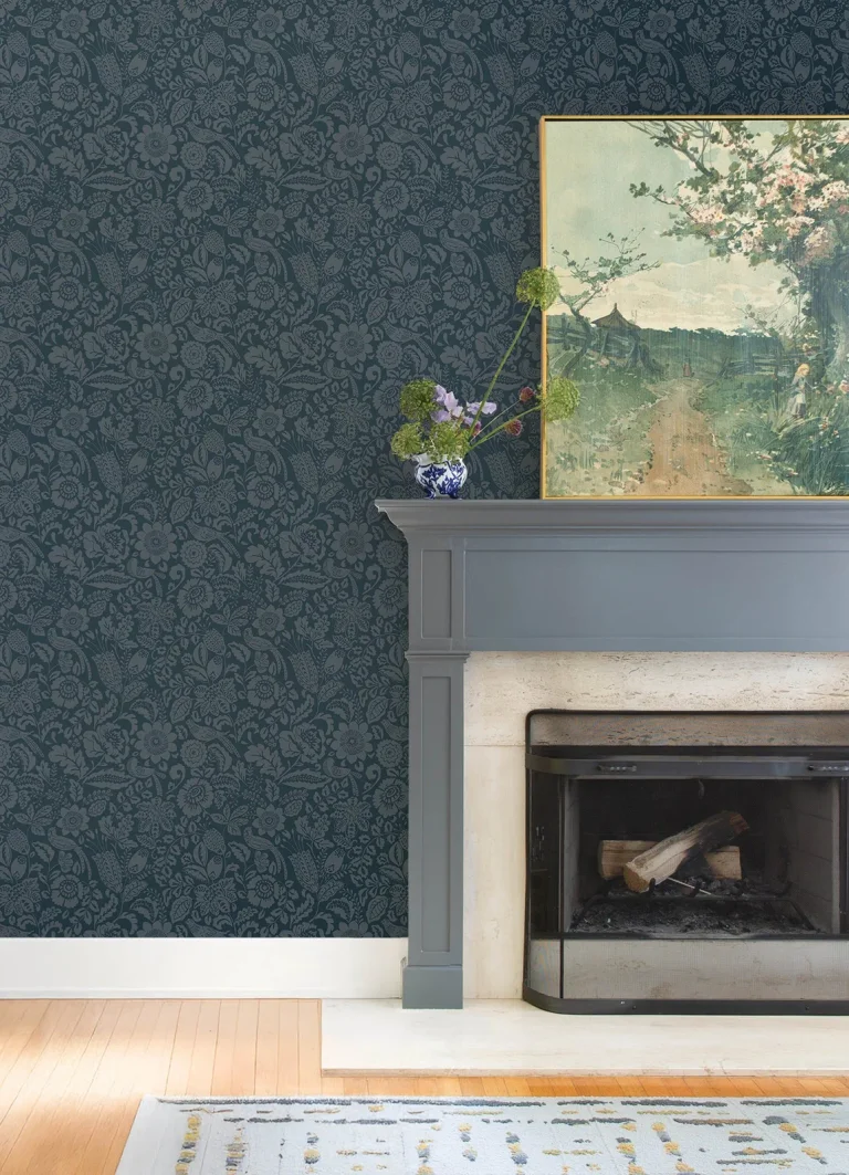 Marta Floral Trail Wallpaper - Navy — Ảnh 3