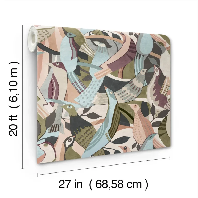 Fauvust Flock Abstract Peel and Stick Wallpaper - Plum — Ảnh 6