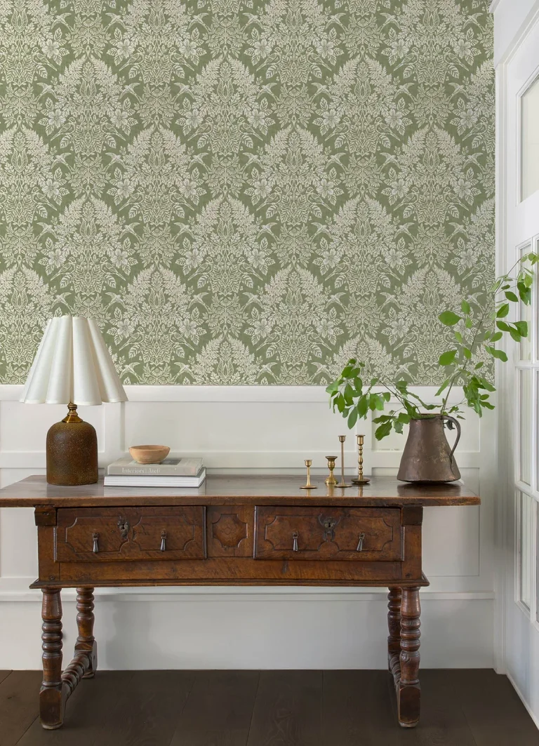 Chris Loves Julia Finch Woodland Damask Wallpaper - Light Green — Image 2