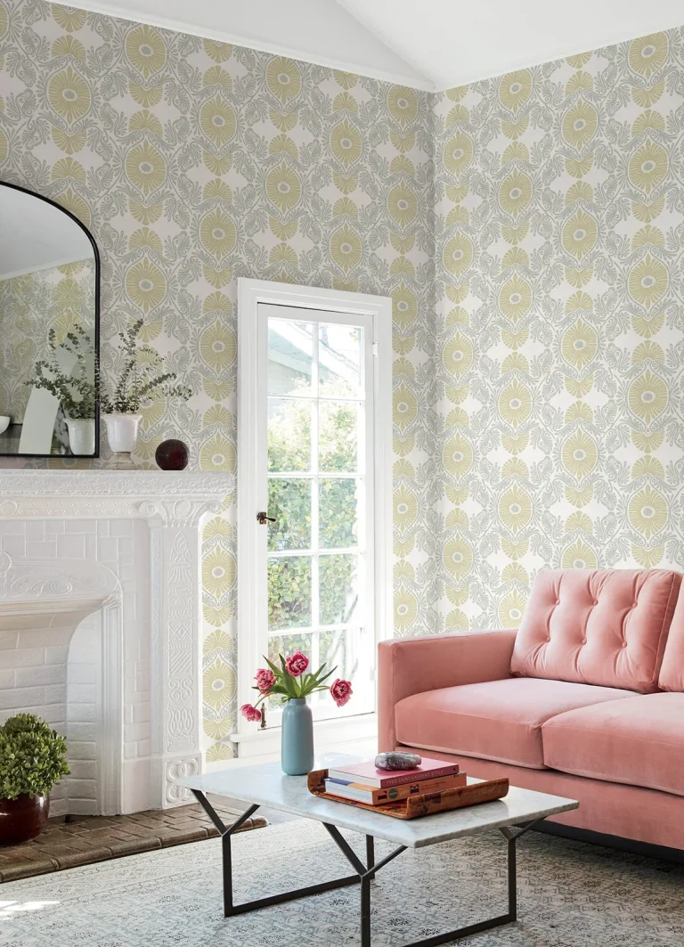 Villa Embellished Ogee Wallpaper - Yellow — Ảnh 4