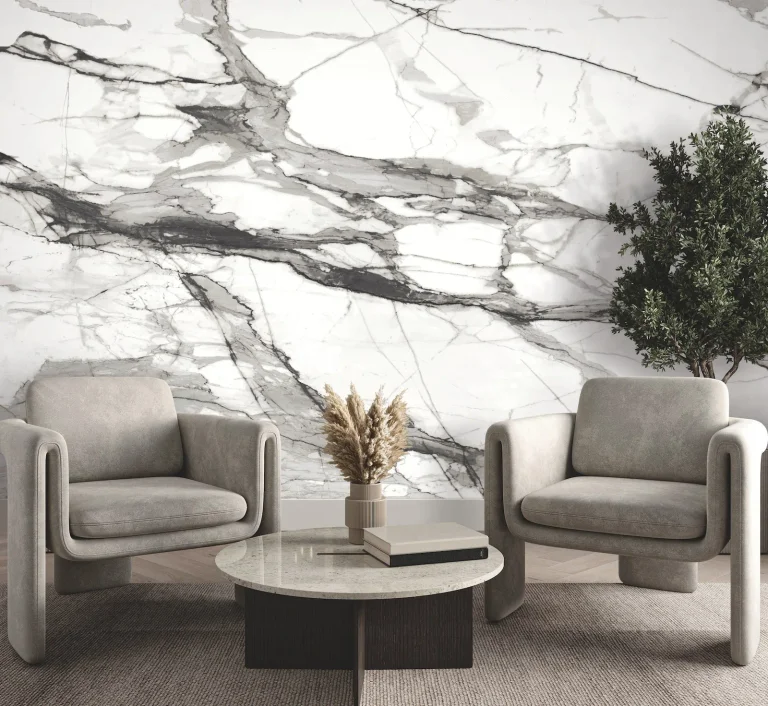 Imperial Marble Wall Mural - Black & White — Ảnh 3