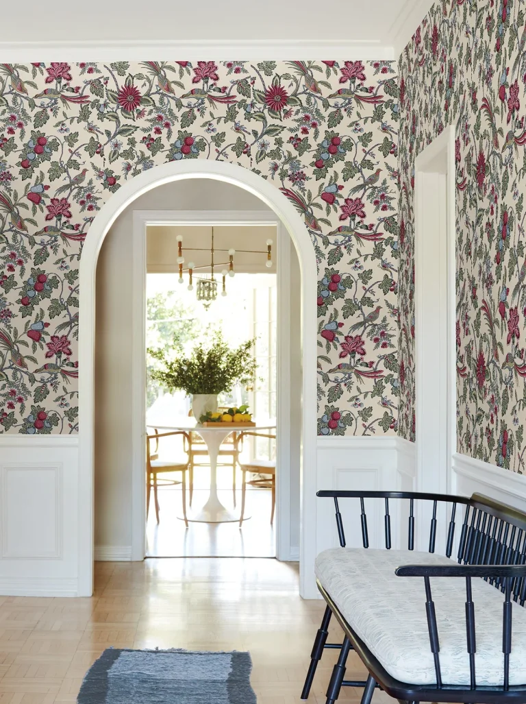 Parterre Jacobean Wallpaper - Raspberry — Ảnh 3