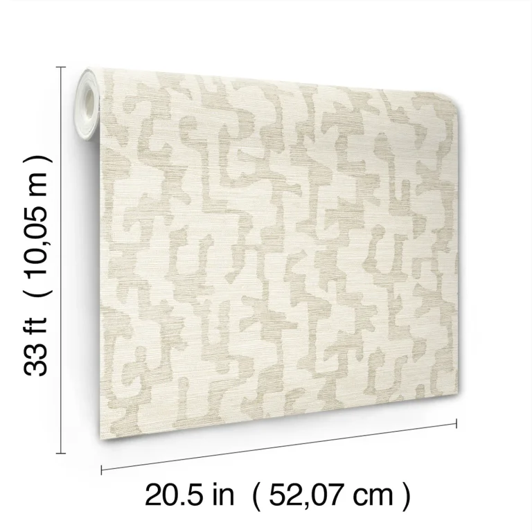 Cipher Geometric Faux Grasscloth Wallpaper - Beige — Ảnh 4