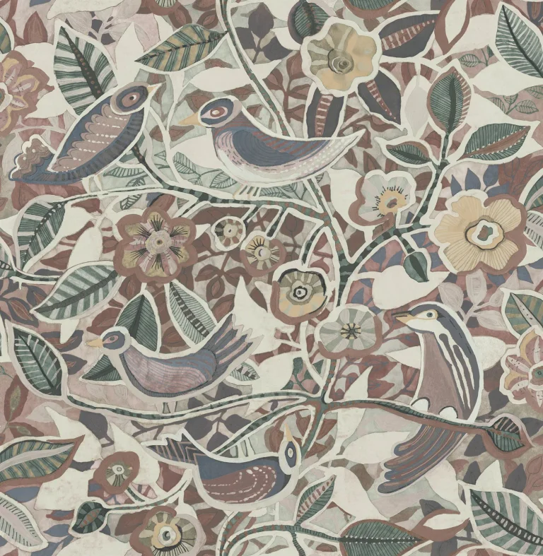 Manette Birds in the Bush Wallpaper - Plum — Image 5