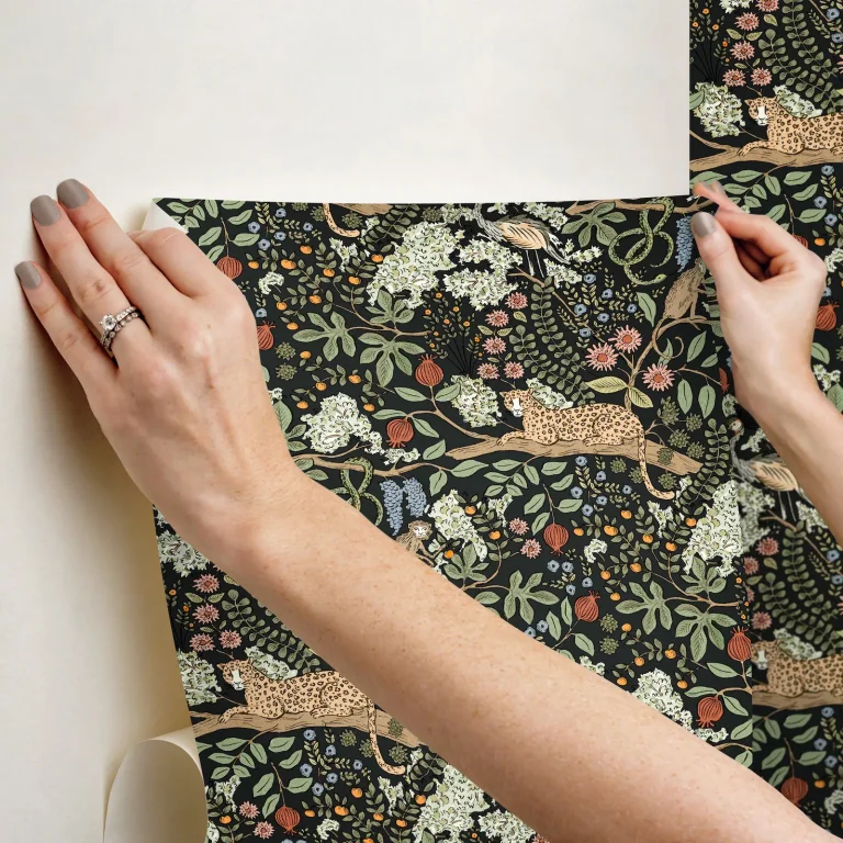 Rifle Paper Co. Safari Jungle Toile Peel and Stick Wallpaper - Black — Ảnh 6