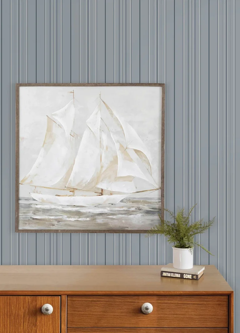 Chesapeake Lascelle Modern Pinstripe Wallpaper - Light Blue — Ảnh 6