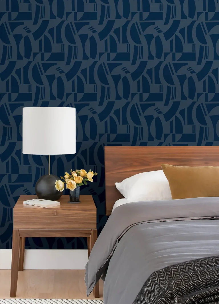 Carter Geometric Flock Wallpaper - Indigo — Ảnh 5