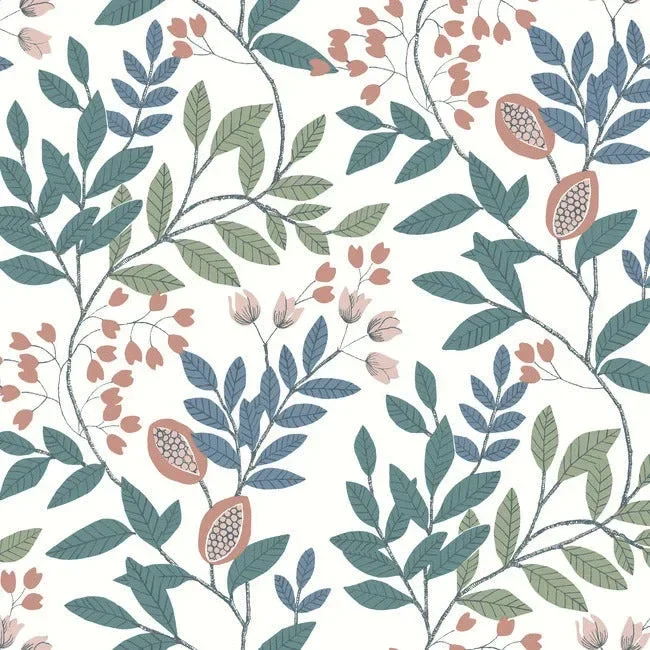 Eden Retreat Wallpaper - White/Pink/Teal — Ảnh 5