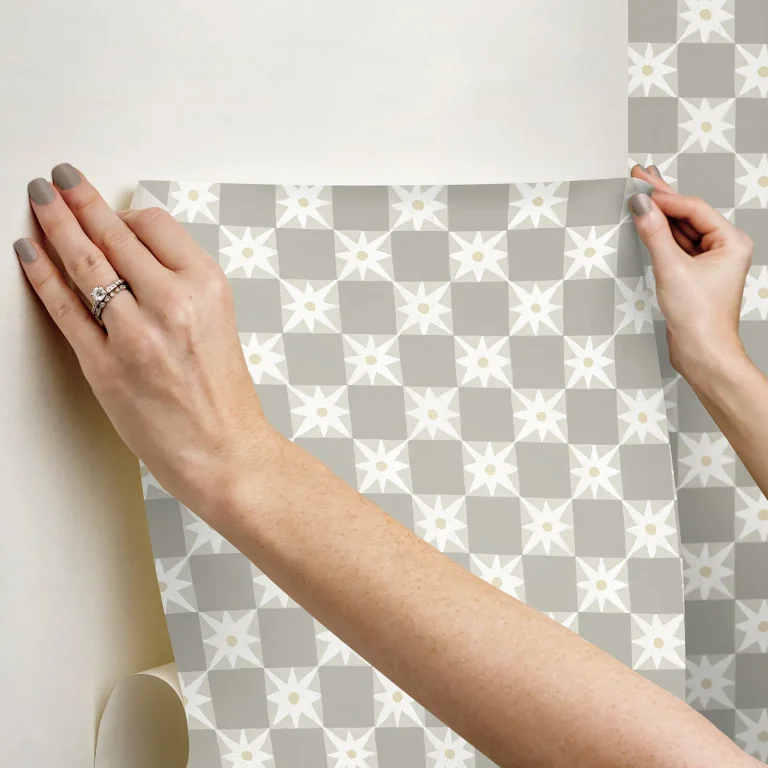 Stardust Checkerboard Peel and Stick Wallpaper - Warm Grey — Ảnh 3