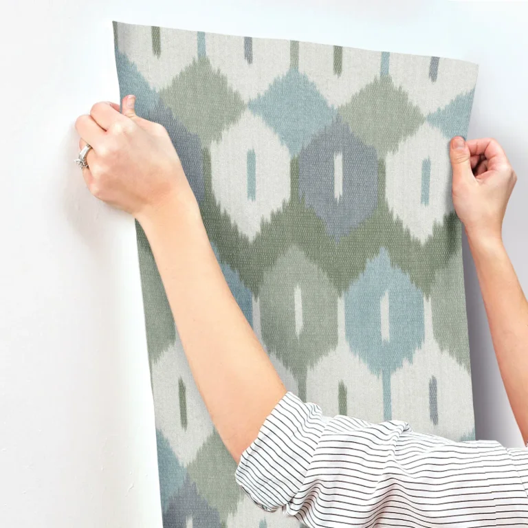 Abilene Ikat Wallpaper - Sea Green — Image 6