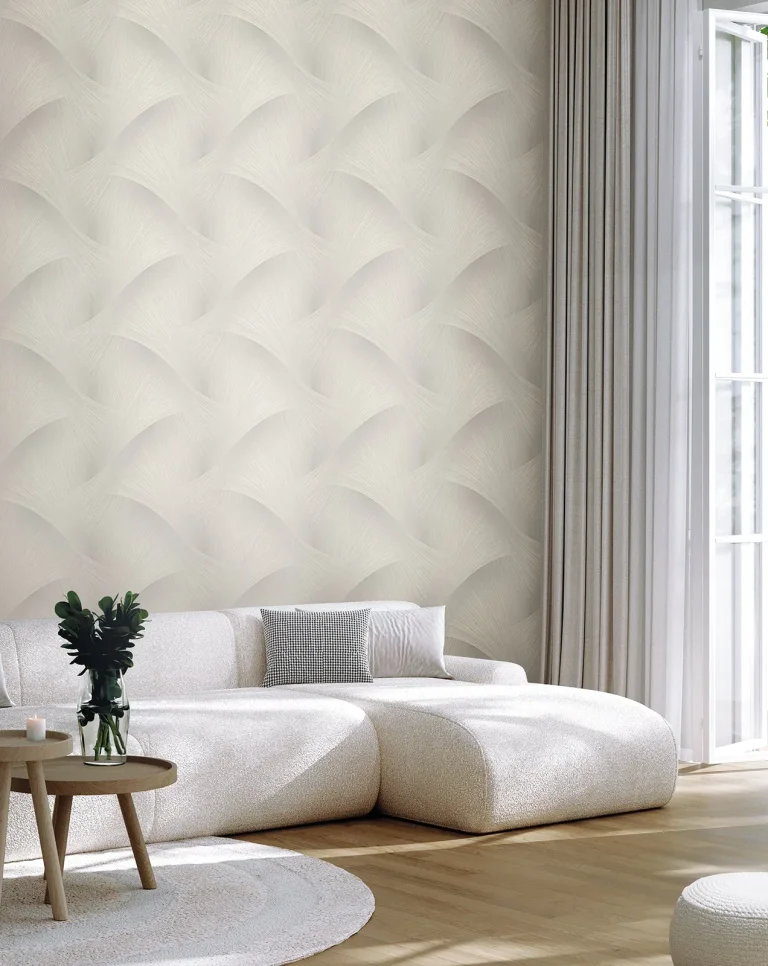 Etched Reeds Abstract Wallpaper - Light Grey — Ảnh 5