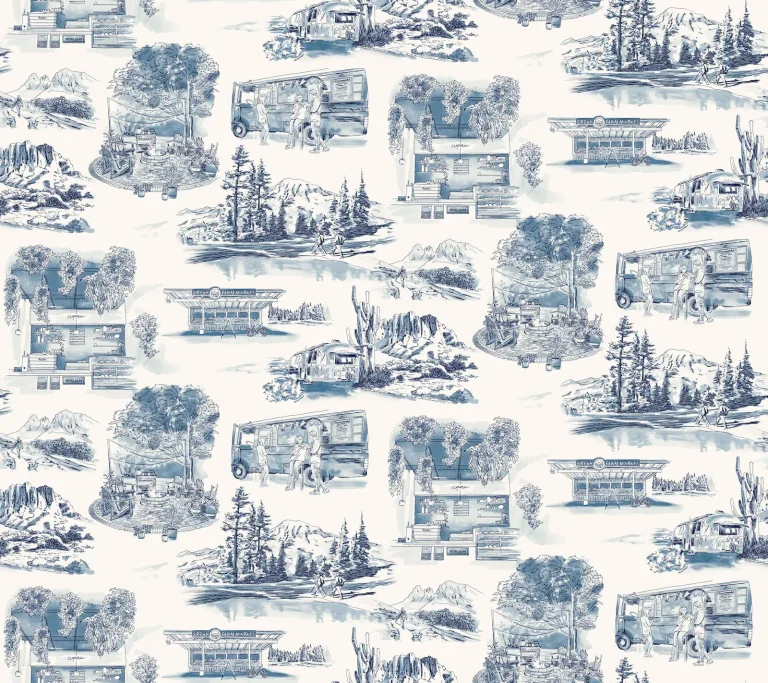 Modern Vista Toile Wallpaper - Navy — Ảnh 5