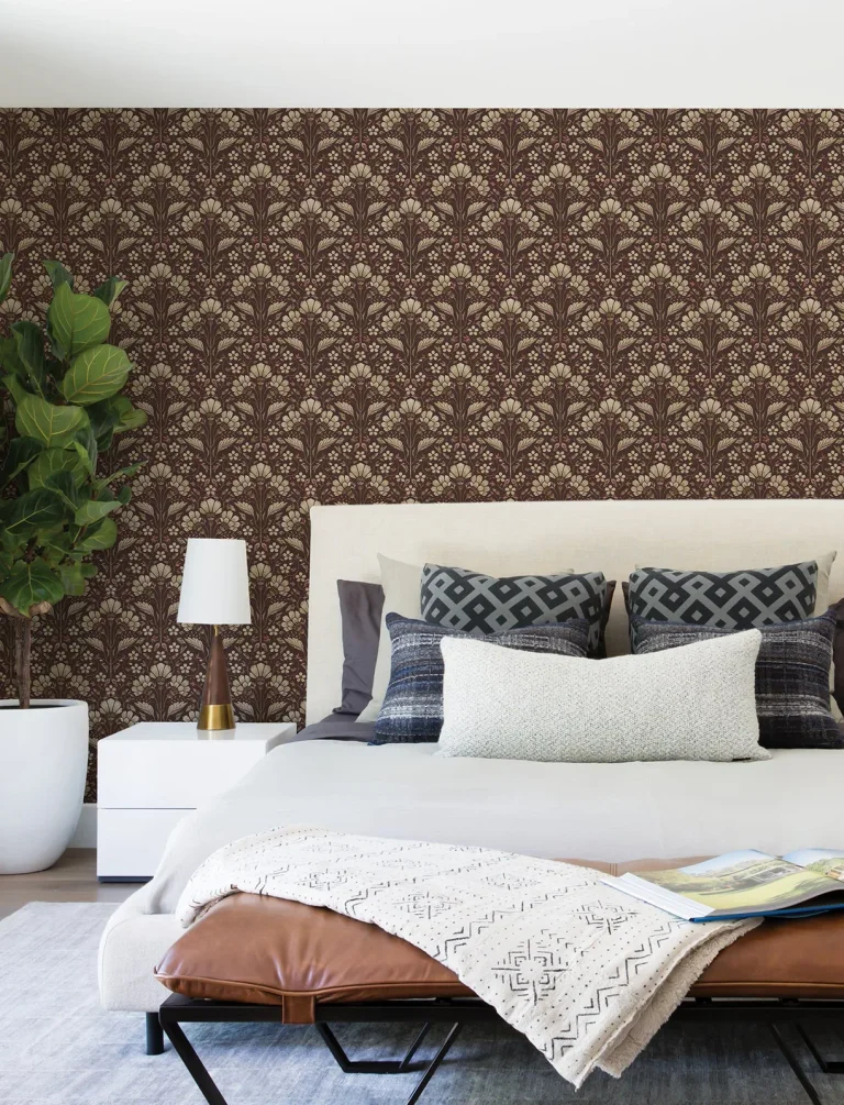 Chesapeake Edith Floral Damask Wallpaper - Burgundy — Ảnh 6