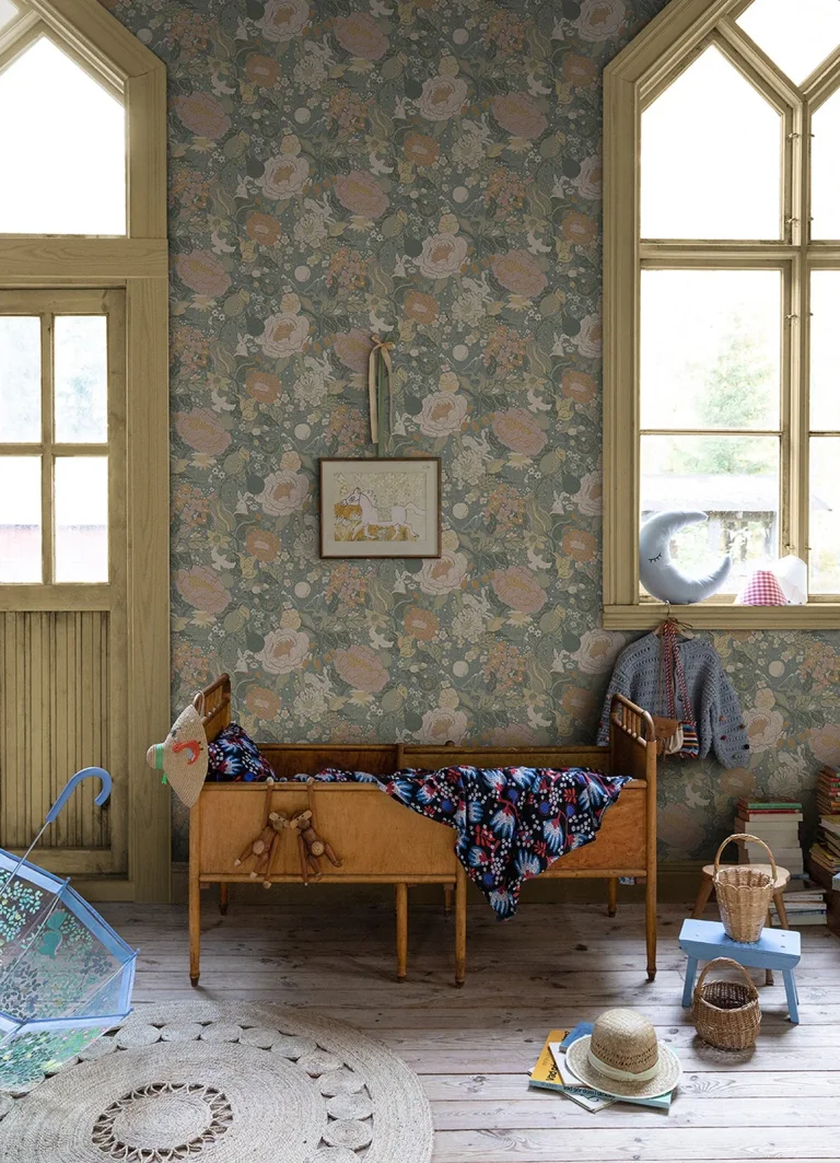 Växa Rabbits & Rosehips Wallpaper - Slate — Ảnh 5