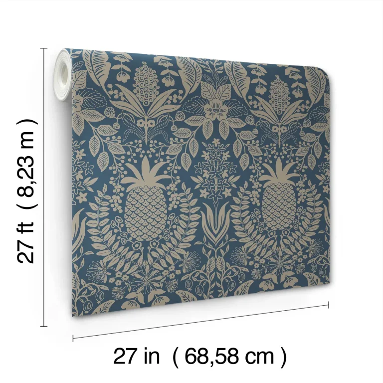 Rifle Paper Co. Pineapple Damask Wallpaper - Navy — Ảnh 6