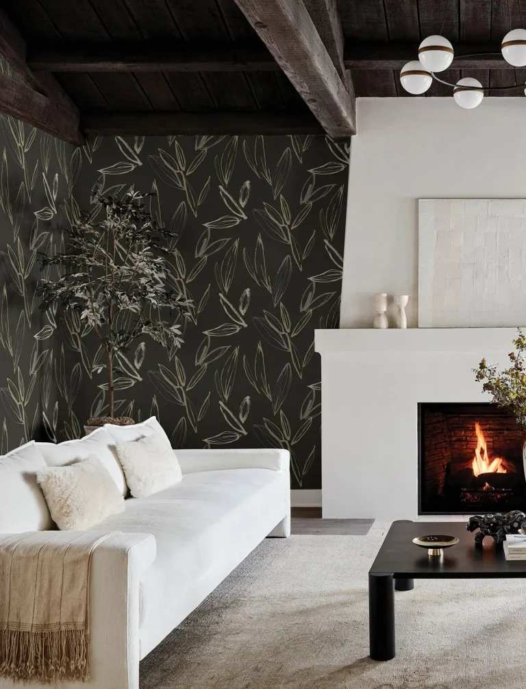 Kenia Leaf Toss Wallpaper - Black/Gold — Ảnh 3