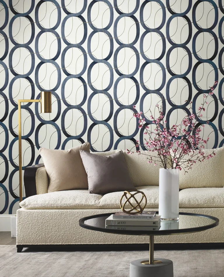 Candice Olson Interlock Peel and Stick Wallpaper - Navy — Ảnh 3