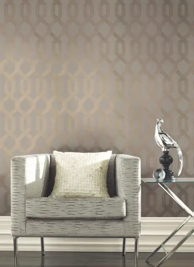 Viva Lounge Wallpaper - Beige/Gold