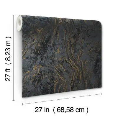 Ronald Redding Polished Marble Wallpaper - Black