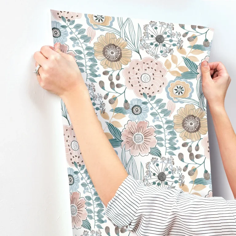 Artistic Bouquet Wallpaper - Ochre & Ocean — Ảnh 3