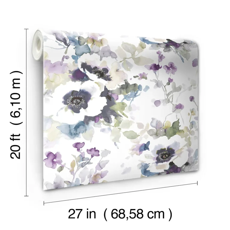 Garden Anemone Peel and Stick Wallpaper - Lilac/Green — Image 7