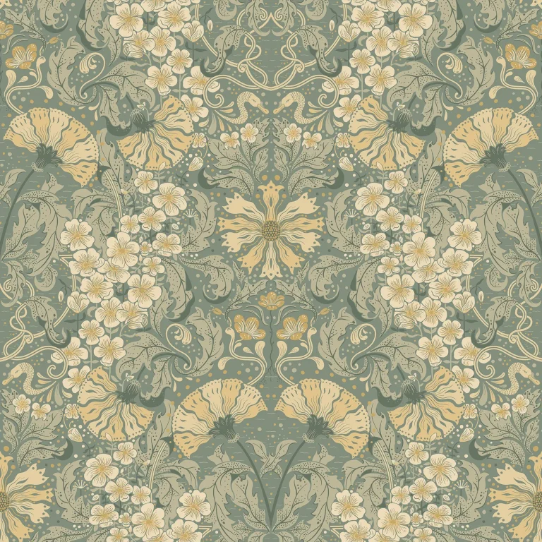 Ojvind Floral Ogee Wallpaper - Sea Green — Ảnh 2