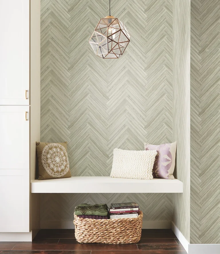 Hermosa Herringbone Peel and Stick Wallpaper - Neutral — Image 5