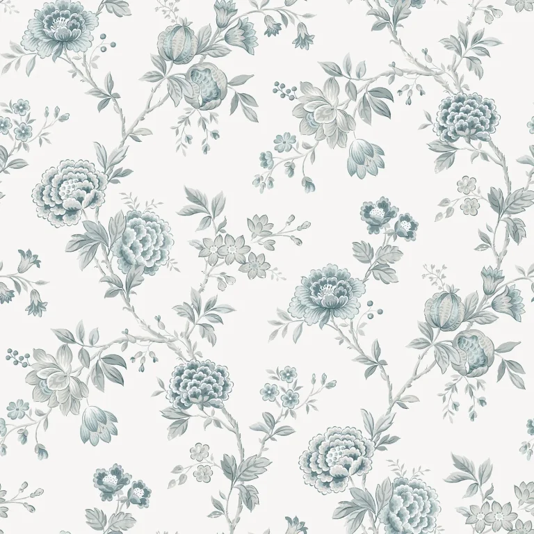 Chesapeake Chrysanthemum Jacobean Wallpaper - Teal — Ảnh 3