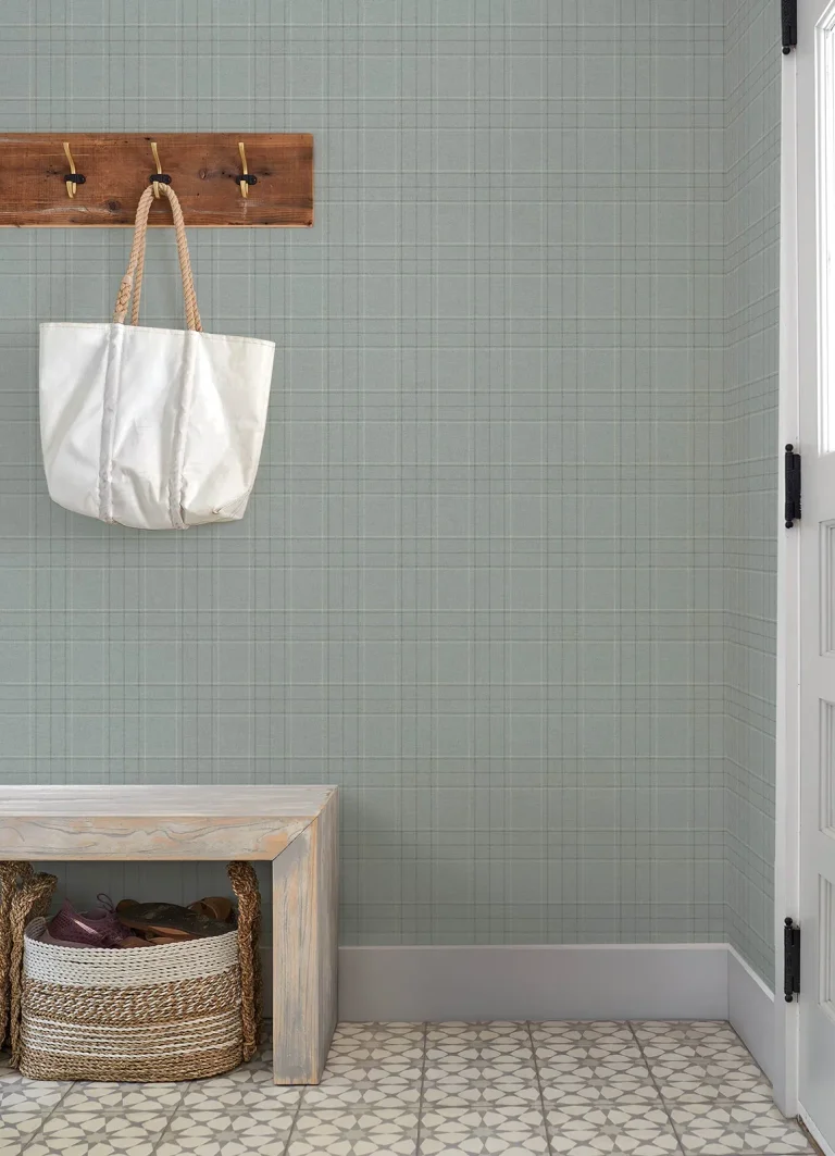 Chesapeake Fox Hollow Dashed Plaid Wallpaper - Turquoise — Ảnh 5