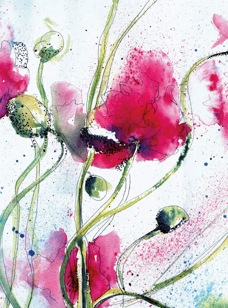 Poppies Watercolour - Wall Mural 5443 - 4 Panel - 192cm x 260cm — Ảnh 3