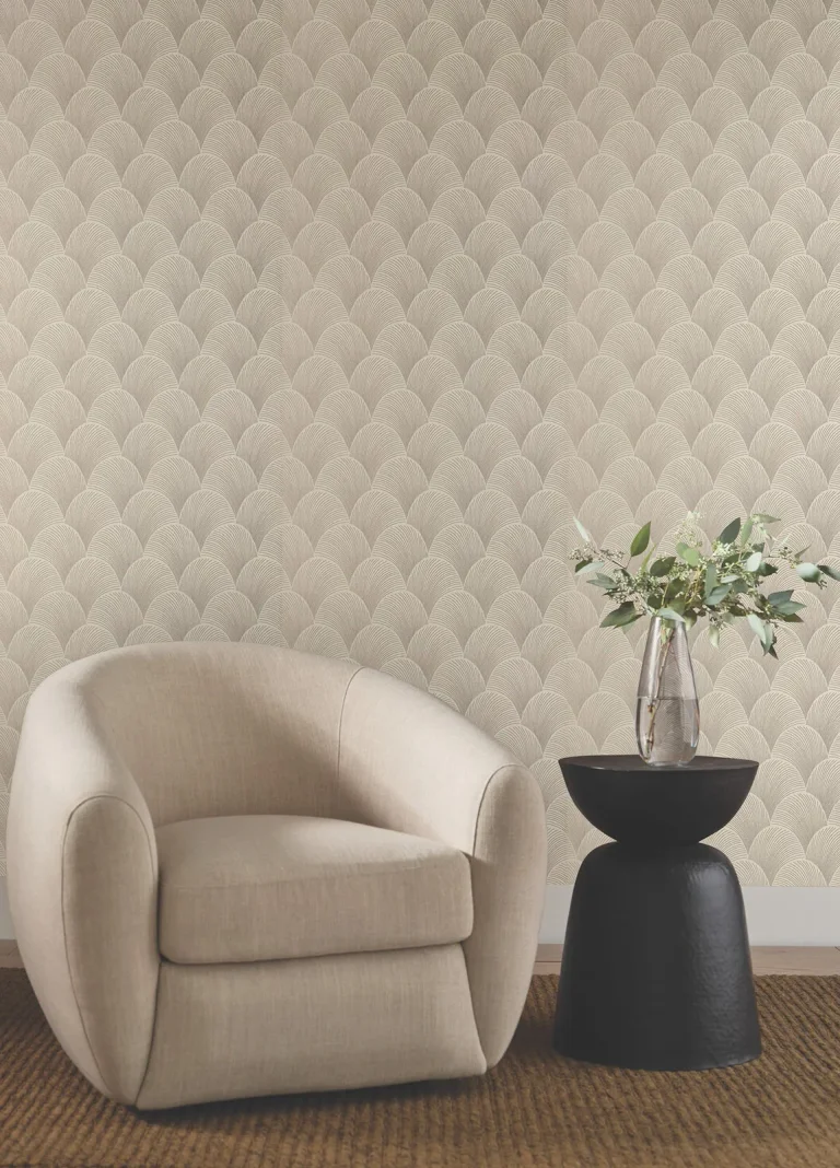 Candice Olson Metallic Scallop Wallpaper - Beige — Ảnh 3